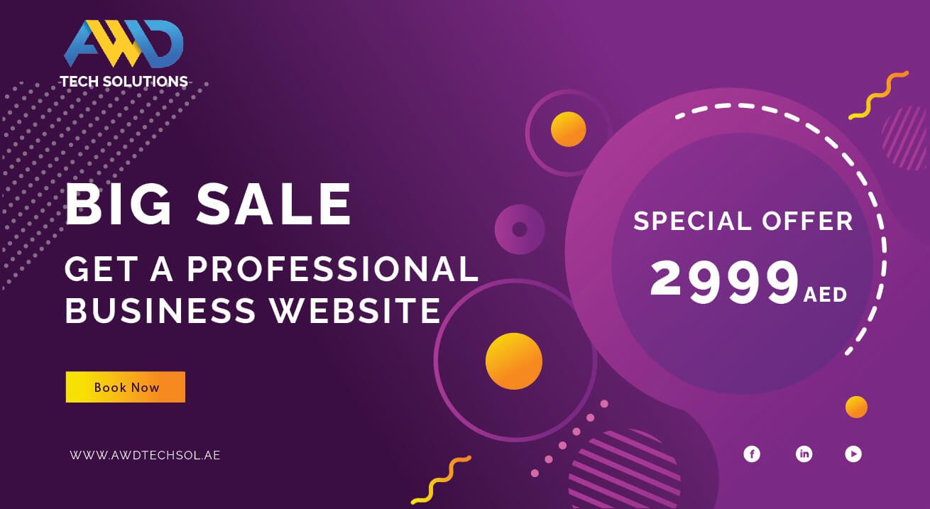 Big Sale - AWD Tech Solutions is providing 5 Page Professional Business Website in just 2999 AED